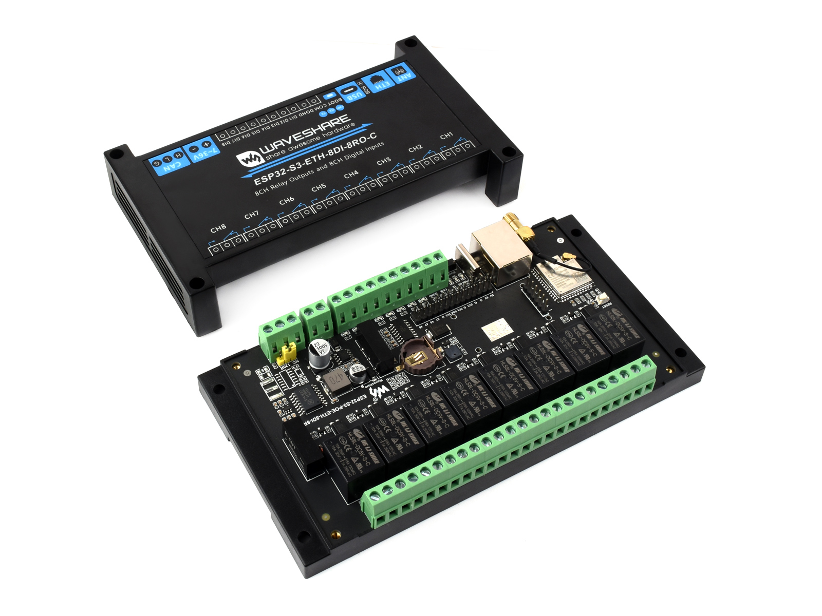 Esp32 S3 - Industriële 8-kanaals ESP32-S3 WiFi-relaismodule, ingebouwde geïsoleerde