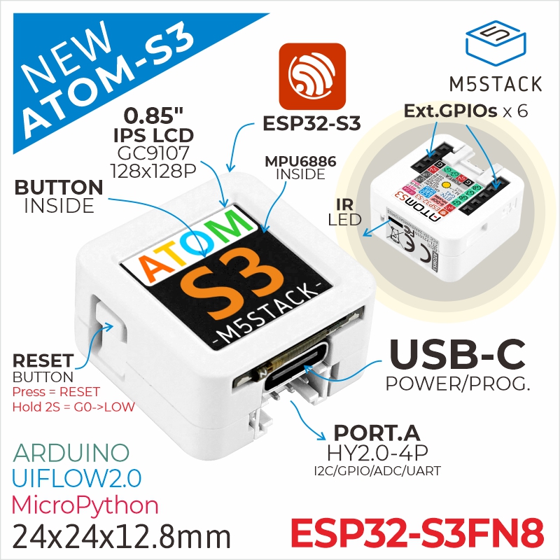 Originele M5Stack ATOMS3 ESP32 - Esp32 Uart Module recensie en prijs